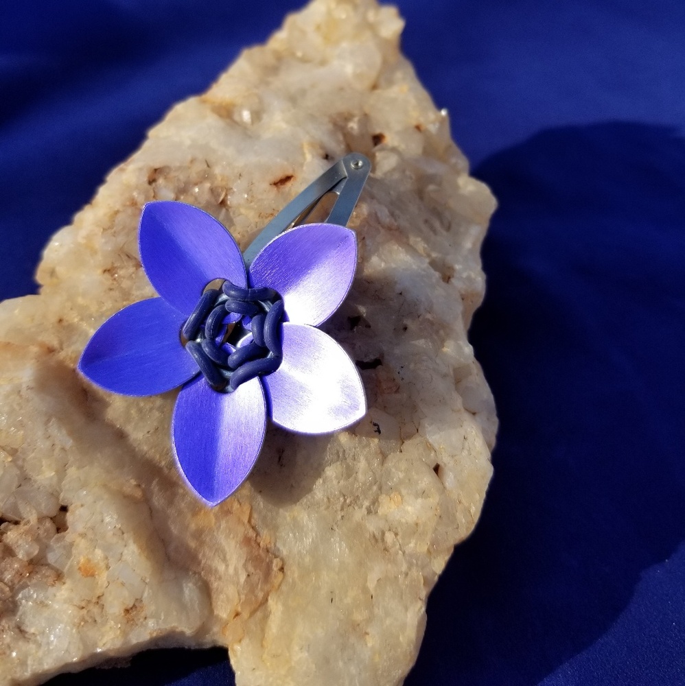 Purple flower hair clip